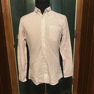 NWT Goodthreads Men's Standard-Fit Long-Sleeve Poplin Shirt White Purple Medium